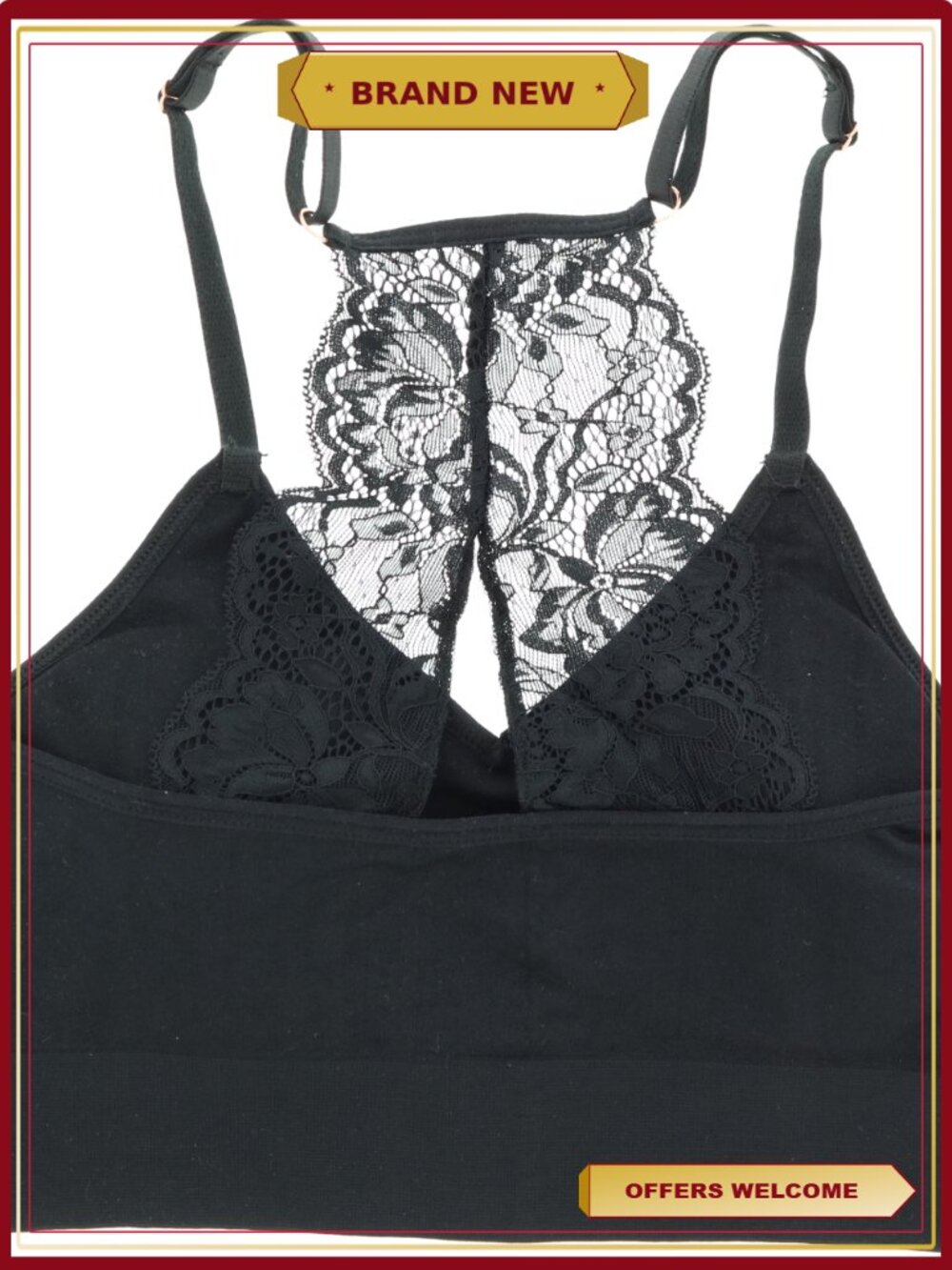 Lace Racerback Bralette 2 Pack with Removable Padding for Comfort - Picture 5 of 5